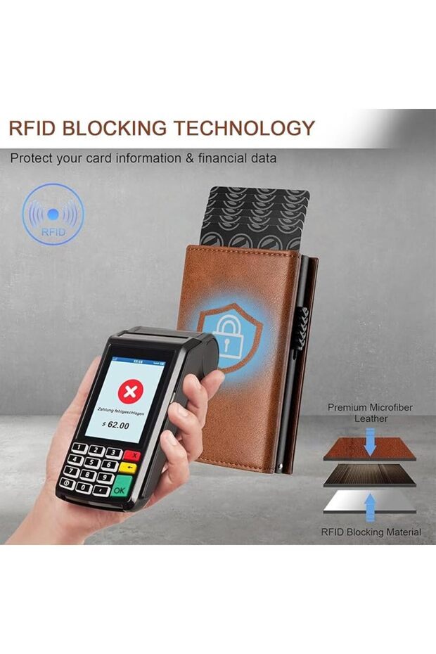 【ترقية】حافظة مزودة بحماية RFID، محفظة من الجلد الأصلي قابلة للطي مع جيب للأوراق النقدية، حامل بطاقة الهوية