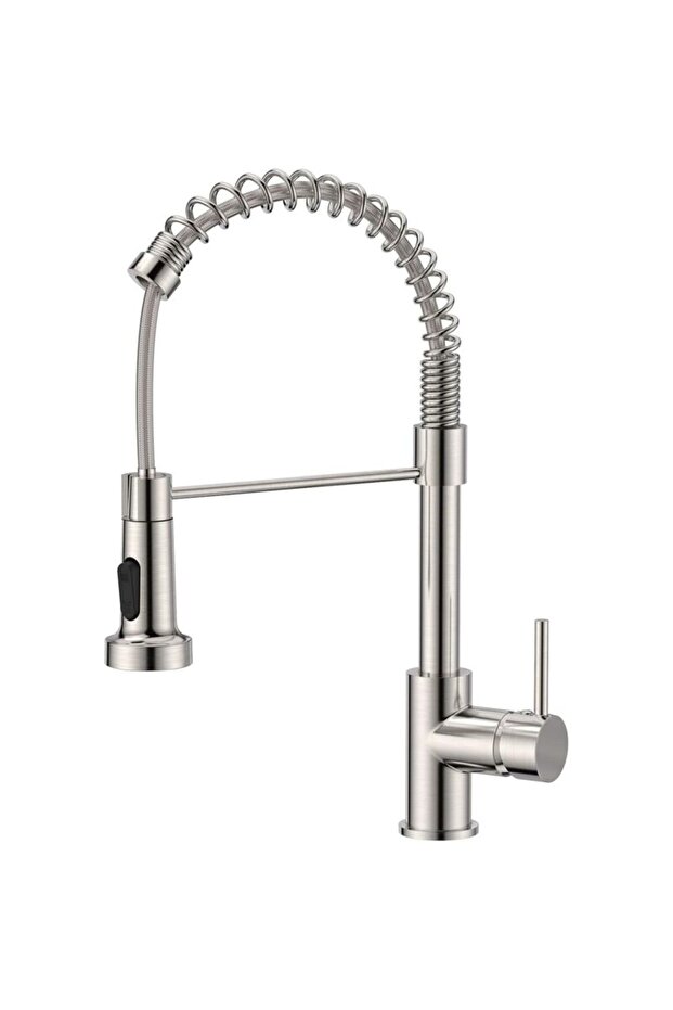 Kitchen faucet, kitchen mixer faucet with 360° rotating pull-out nozzle, high-curve sink spray head, 2 modes, stainless steel.