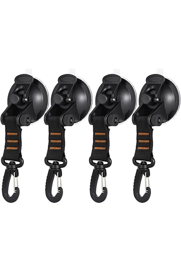 4-Pack Orange Suction Cup Anchor Straps Car Side Tent Canopy Luggage Hooks