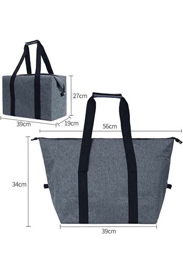 Reusable cooler bag - Insulated bag - Large capacity for transporting hot and cold dishes, grey