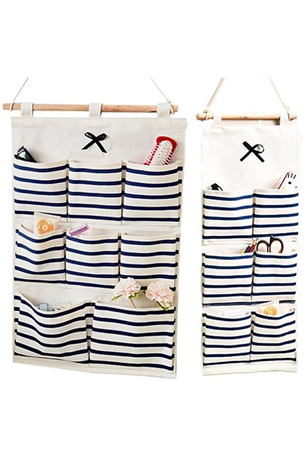 Wall Storage Cotton Bag - Wall Organizer - 2 Pieces - Blue