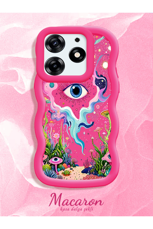 Tecno Spark 10 Pro Compatible Colorful Psychedelic Eye Mushroom Drawing Flat Print Case