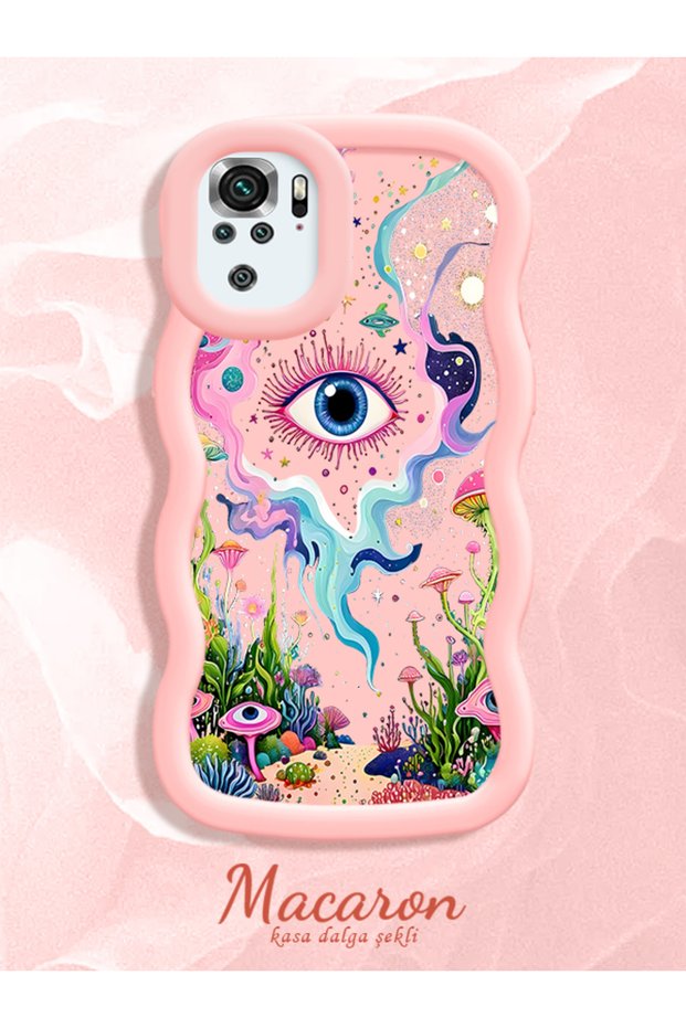 Redmi Note 10 4G/Note 10S Compatible Colorful Psychedelic Eye Mushroom Drawing Flat Print Case