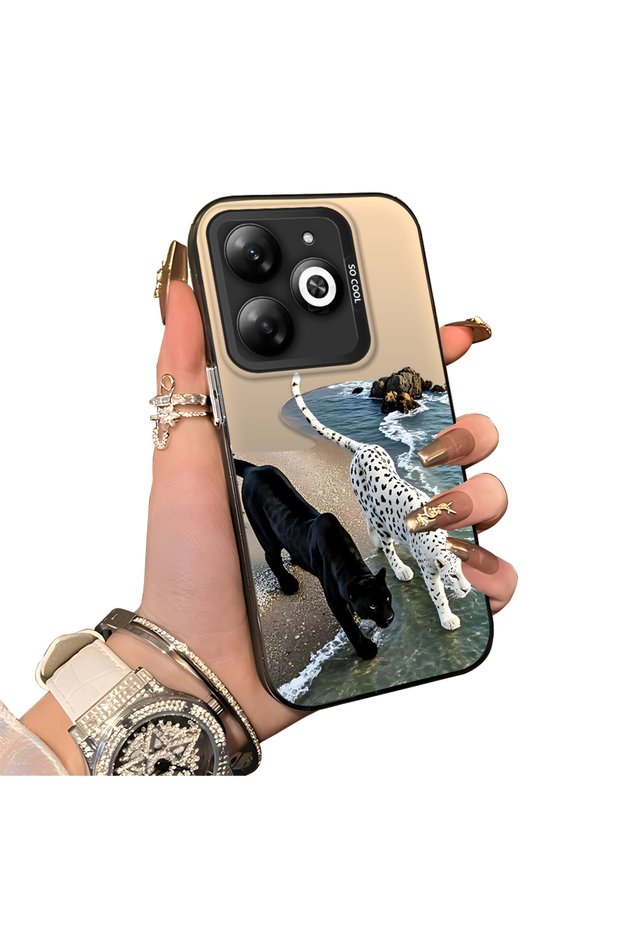 Infinix Hot 40I Compatible Hard Acrylic Back Silicone Edge Lens Protection Case