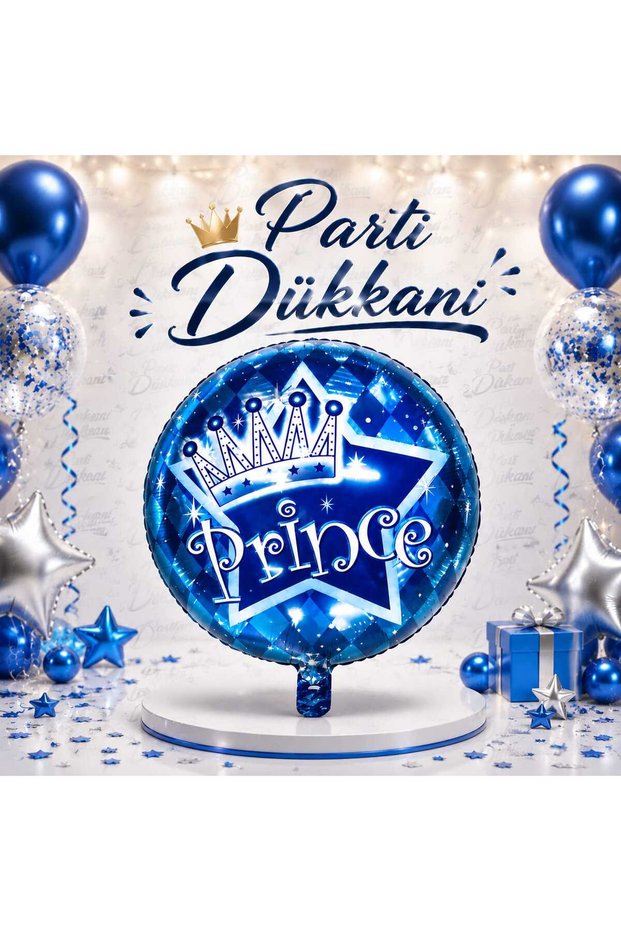 Prince Written Blue Round Foil Balloon 18 Inch Helium Compatible Prince Themed Birthday Party Balloon