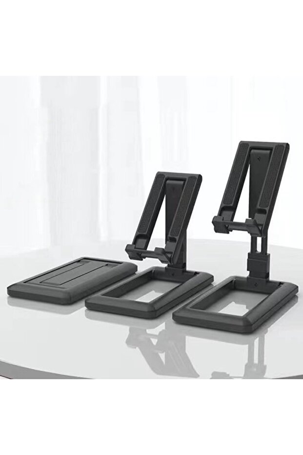 Foldable Desk Phone & Tablet Stand Holder with Adjustable Angles (Black)
