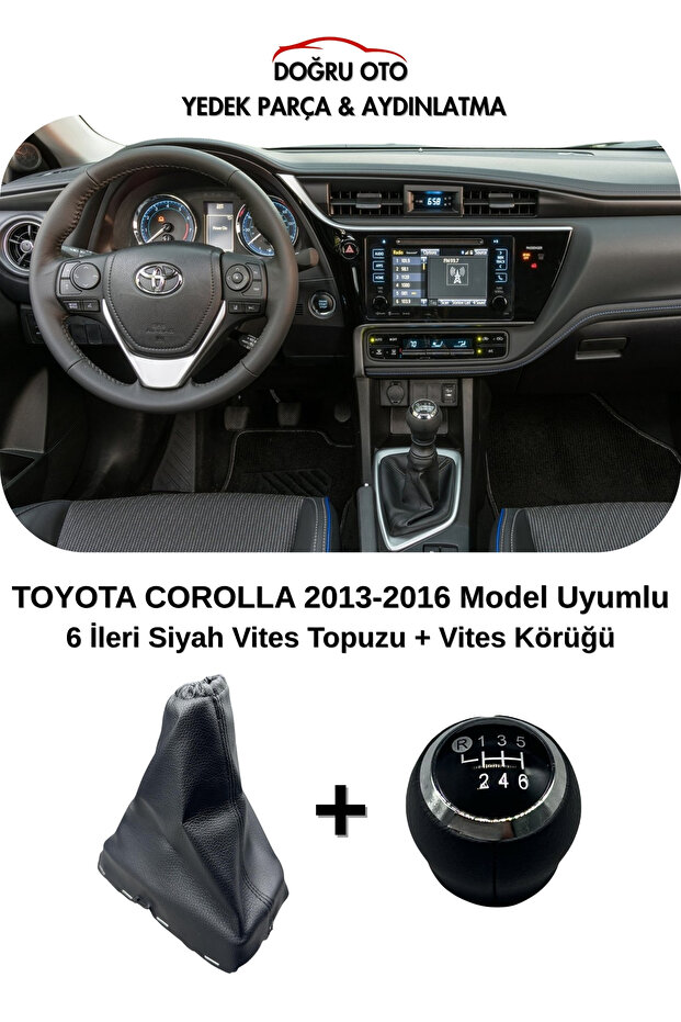 Toyota Corolla Black Gear Shift Knob + Black Gear Shift Boot 2013-2016