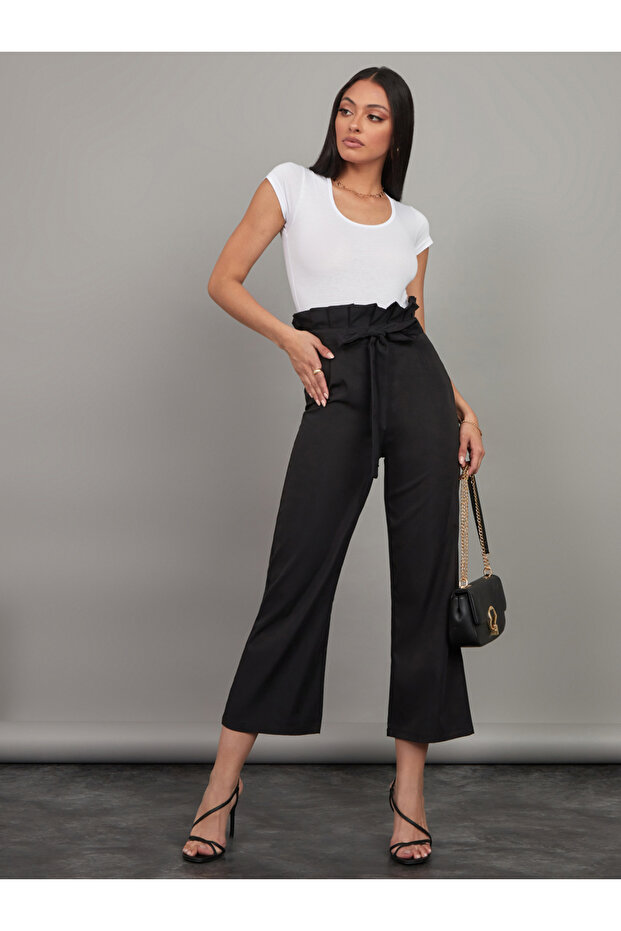 Paper Bag Waist Wide Leg Culottes