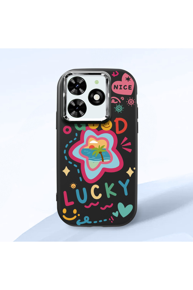 Infinix Hot 40I Compatible Case Camera Protector Black Silicone Couple Phone Case Heart Pattern