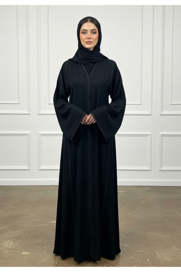 Braided Accent Abaya|Nida Fabric