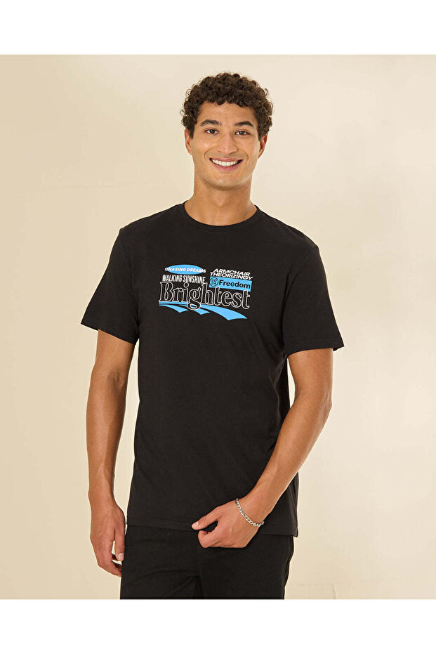 Men Black Graphic T-Shirt
