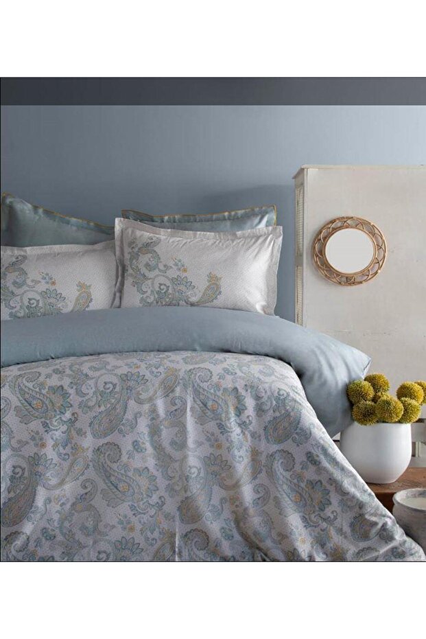 Apricitas Home King Size Berta Indigo Elegance Satin Double Duvet Cover Set