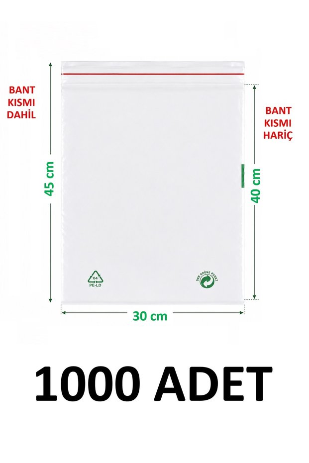1000 Pieces 30X40+5 cm Transparent Green Recyclable Adhesive Nylon Bag 30X45 Green Recycle Bag