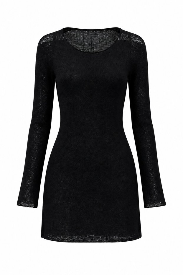 Black Slim Knitwear Pareo Dress