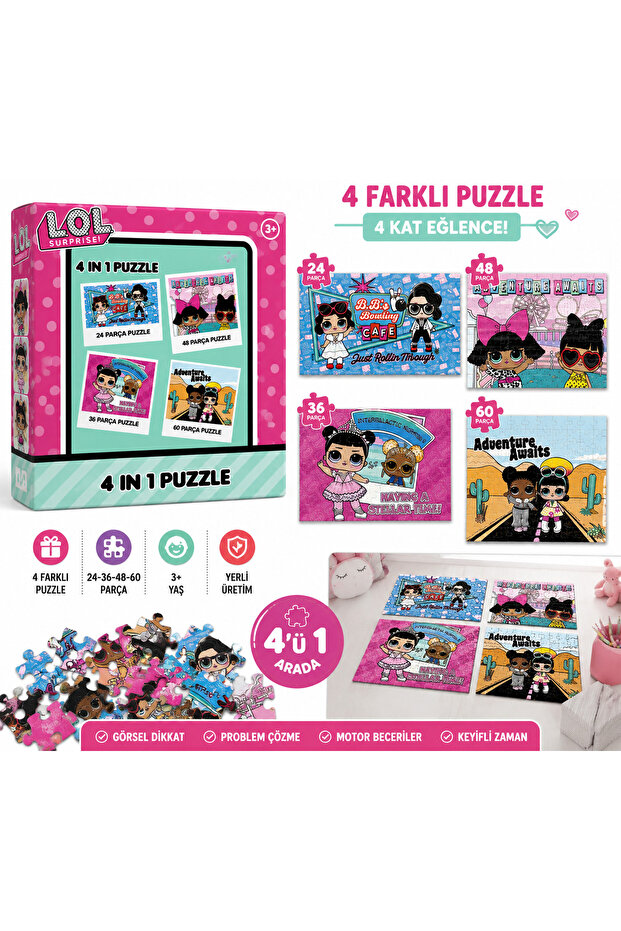 Lol Surprise 4-Piece Puzzle Set | 24-36-48-60 Pieces | 3+ Years Old | Educational Children's Puzzle