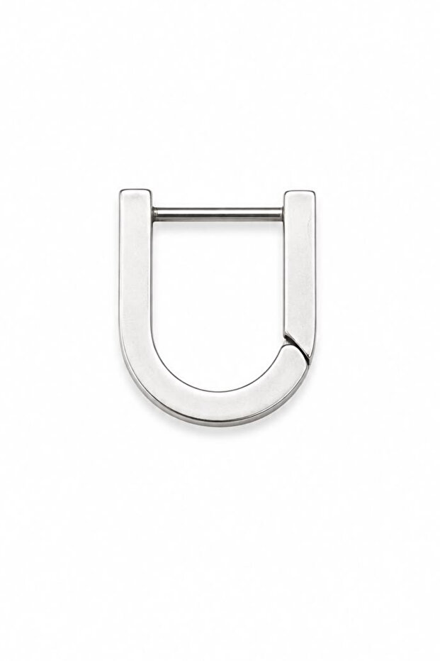 Unisex Silver Color Steel U Model Geometric Hoop Earrings 1 Piece