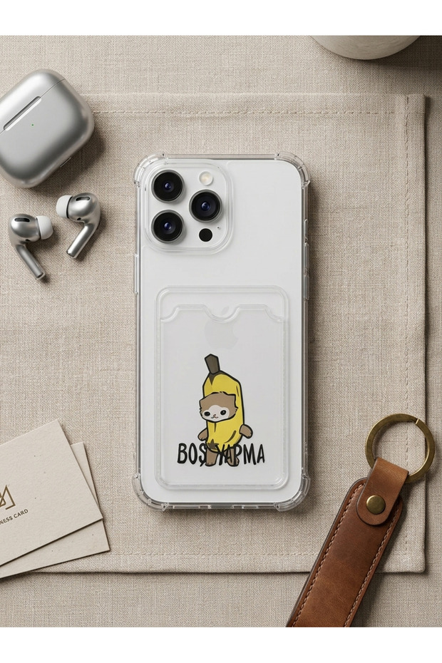 Iphone 14 pro max empty banana detail card slot transparent phone case