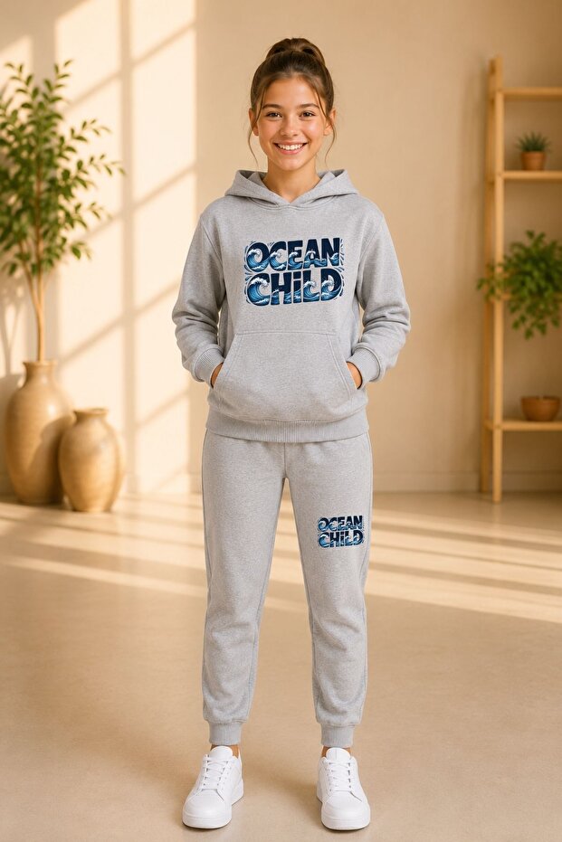 Busekids New Season Printed Hooded Children's Tracksuit Set