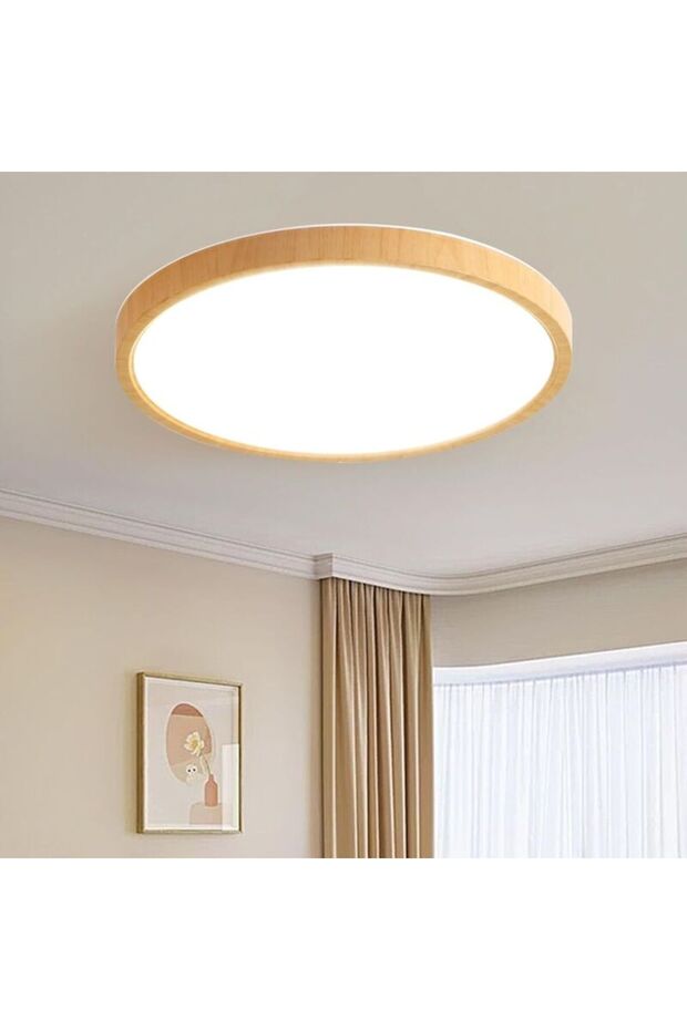 Wood grain recessed LED ceiling light 24W.
