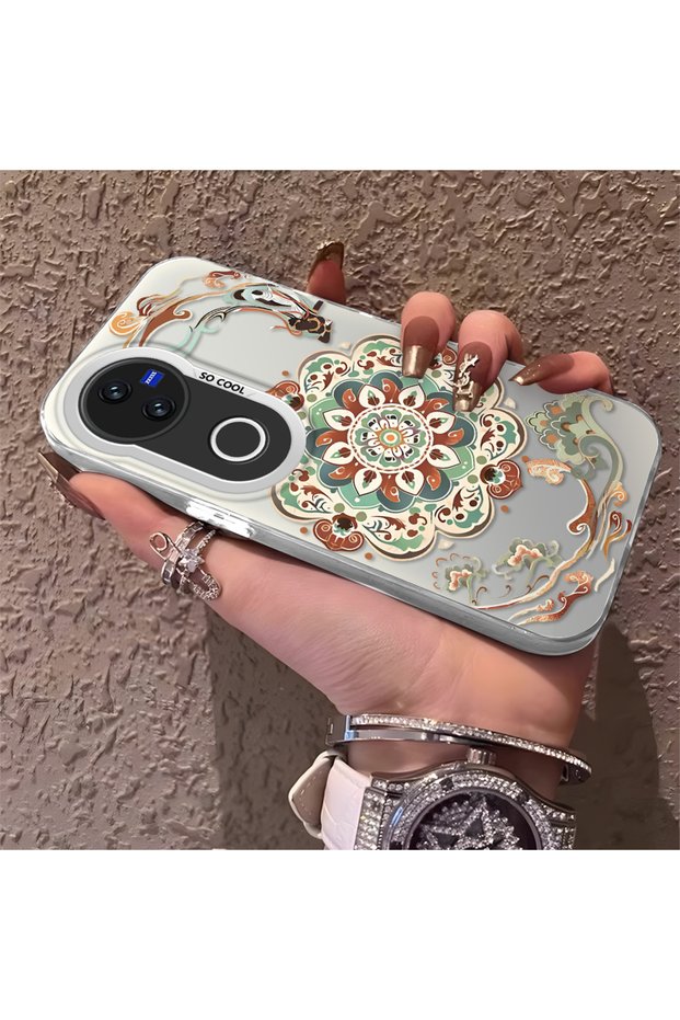 Vivo V50 Compatible Traditional Dunhuang Motif Silicone Phone Case, Shockproof