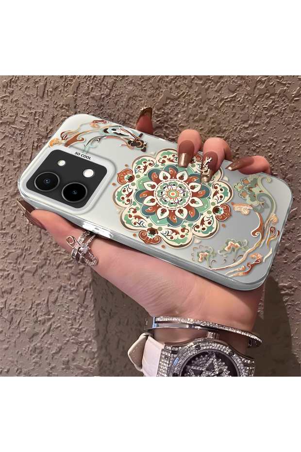 Vivo Y28 4g Compatible Traditional Dunhuang Motif Silicone Phone Case, Shockproof