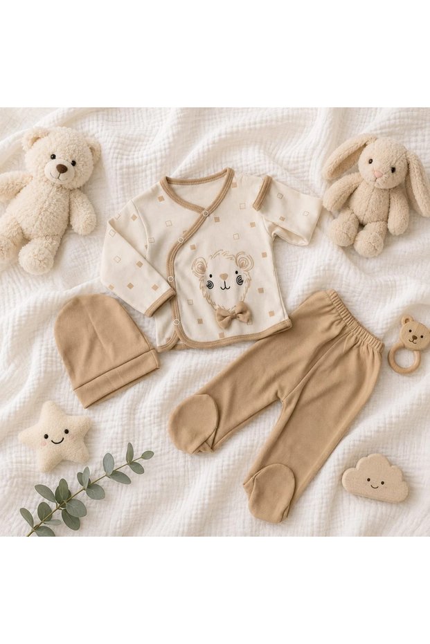 3-Piece Baby Set with Bow Tie and Teddy Bear