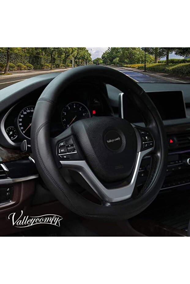 Microfiber Leather Steering Wheel Covers Universal 15 inch (Gray)