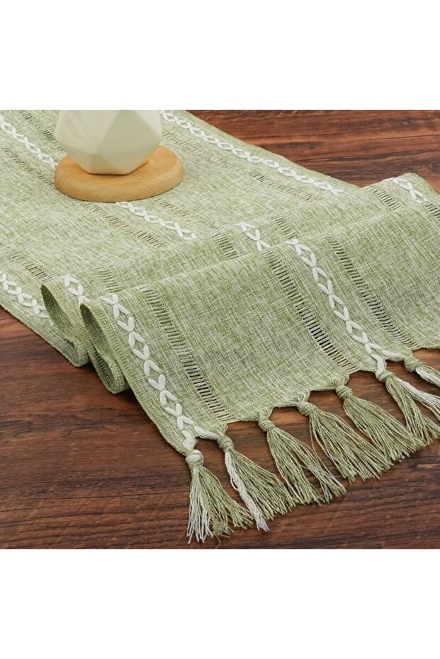 Tasseled tablecloth, spring kitchen and dining table decoration; bohemian-style rectangular crocheted lace mesh table runner; rus...