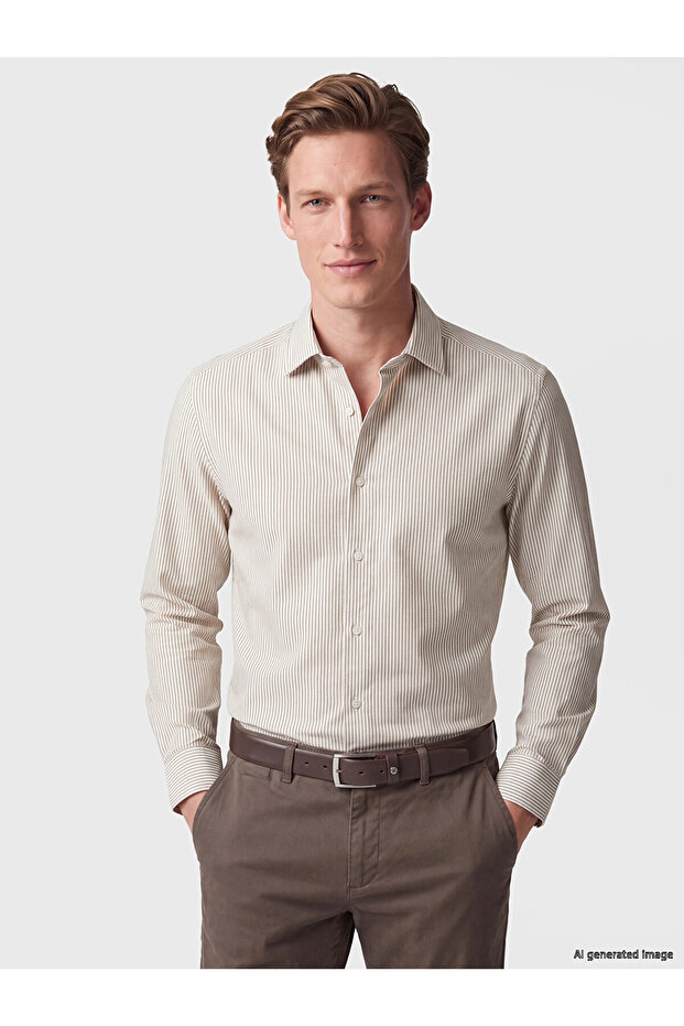 Southblue Green Regular Fit Striped Men's Shirt
