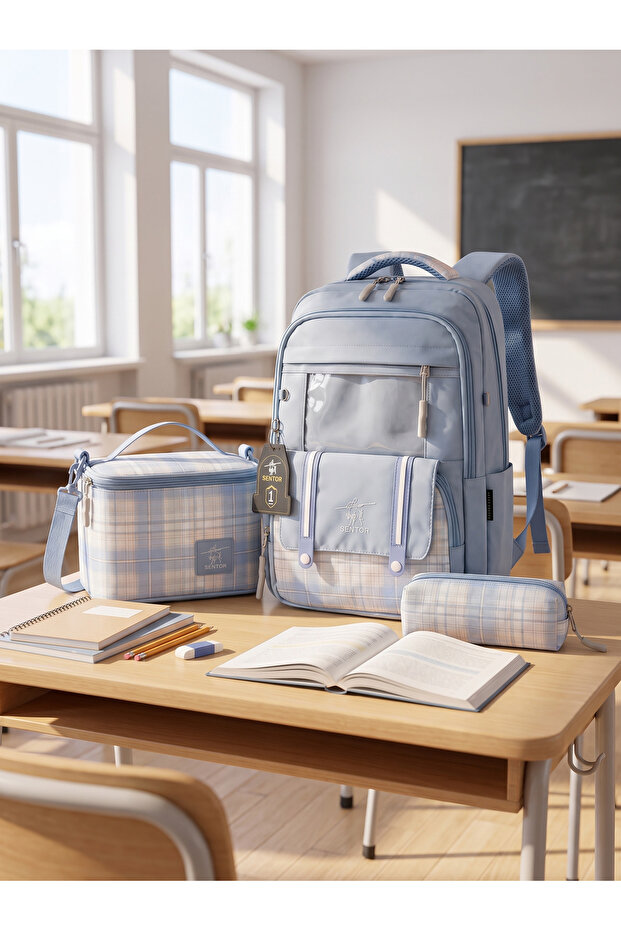 3-Piece School Bag Set | Backpack + Thermal Insulated Lunch Bag + Pen Holder