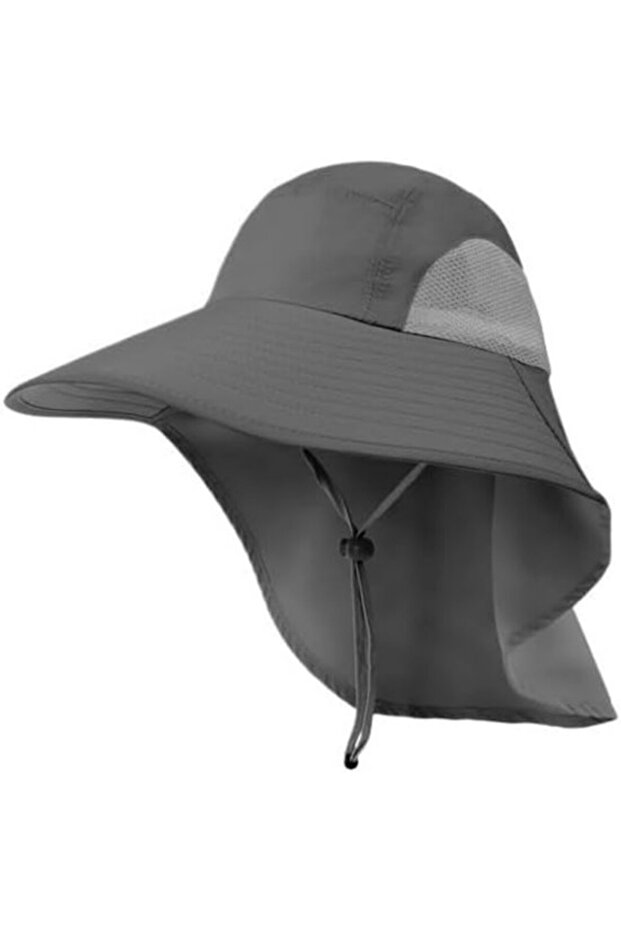 Sun hat UPF50+ mesh bucket 55-60cm 12cm brim foldable fishing.