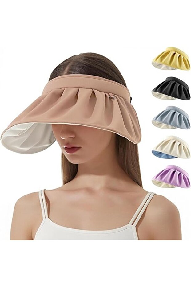 Women's clip-on sun hat foldable wide brim golf UV.