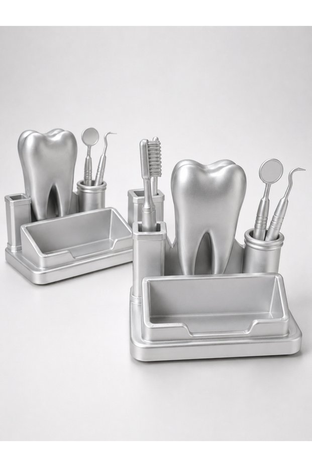 Business Card Holder Special for Dental Clinics - Decorative Business Card Holder Silver Color