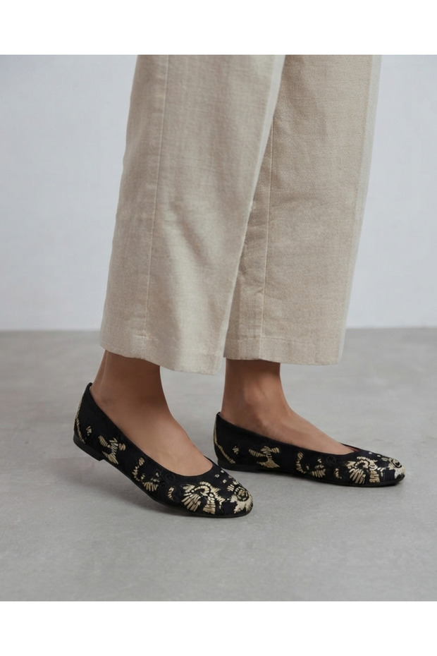 Women's Embroidery Patterned Daily Comfortable Ballerina Shoes