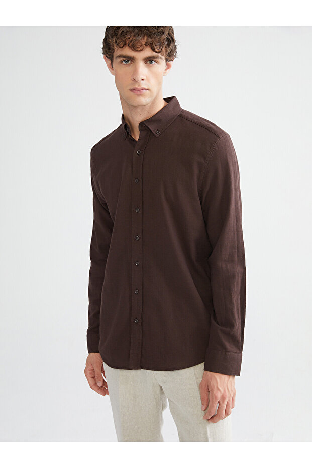 Regular Fit Long Sleeve Poplin Men's Shirt