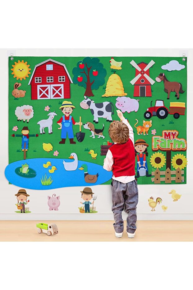 Farm Zoo Animals Felt Story Board Set Montessori Learning Toys Interactive Storytelling Teaching Pla