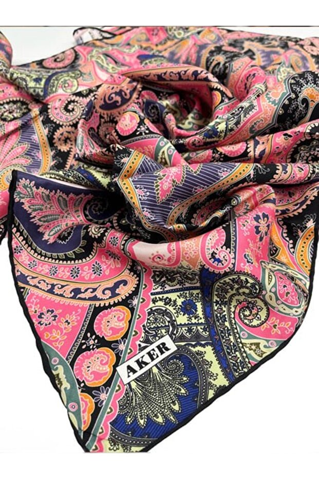 Sura Silk Scarf Fuchsia Ethnic Pattern