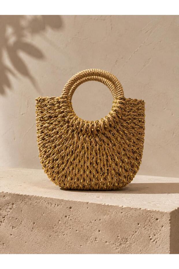 Camel Straw Bag 25X23 Cnt1195K