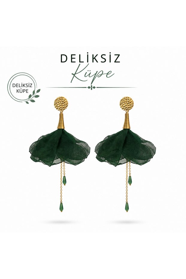 Hole-Free Compression Clip Women's Earrings - Chiffon Fabric Floral Women's Earrings
