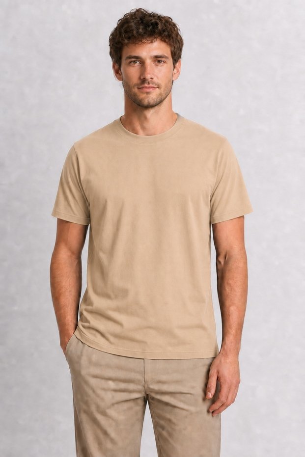 Folk Art Style Apricot Design T-Shirt - Cream