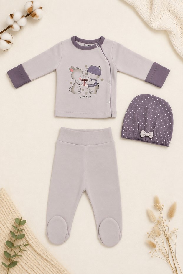 My Little Friend Printed 3-Piece Baby Hospital Discharge Set