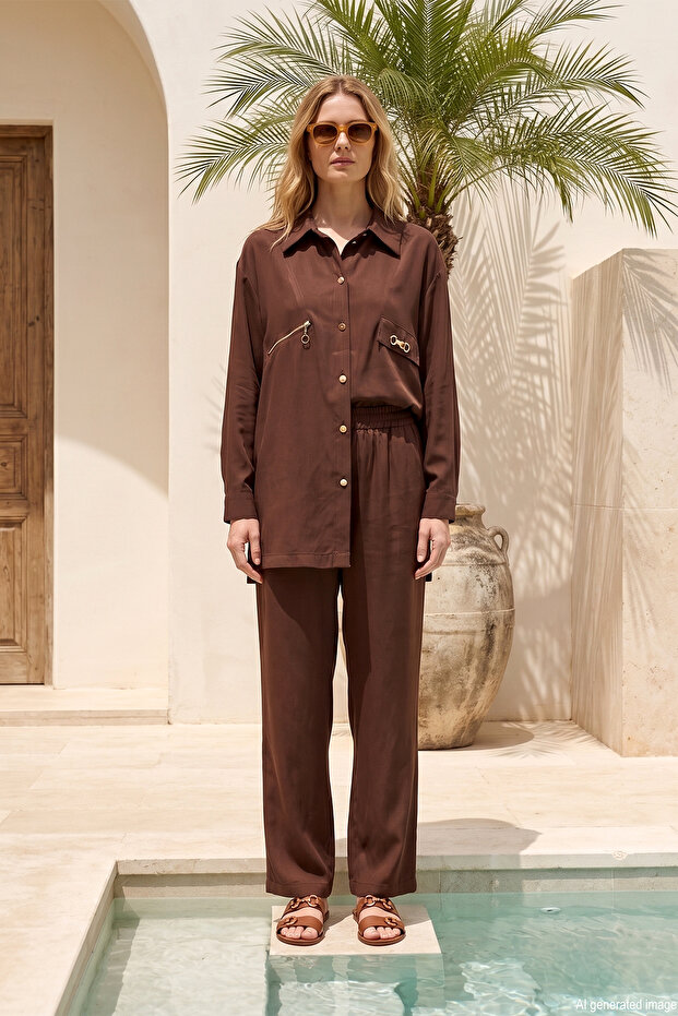 Double Suit with Pocket Accessories and Trousers 26145 Brown