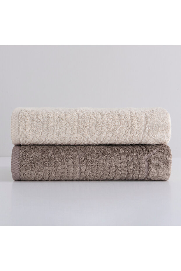 Hermine Bamboo Jacquard 2-Piece Towel Set Dark Beige/Light Beige 50X90 Dark Beige/Light Beige