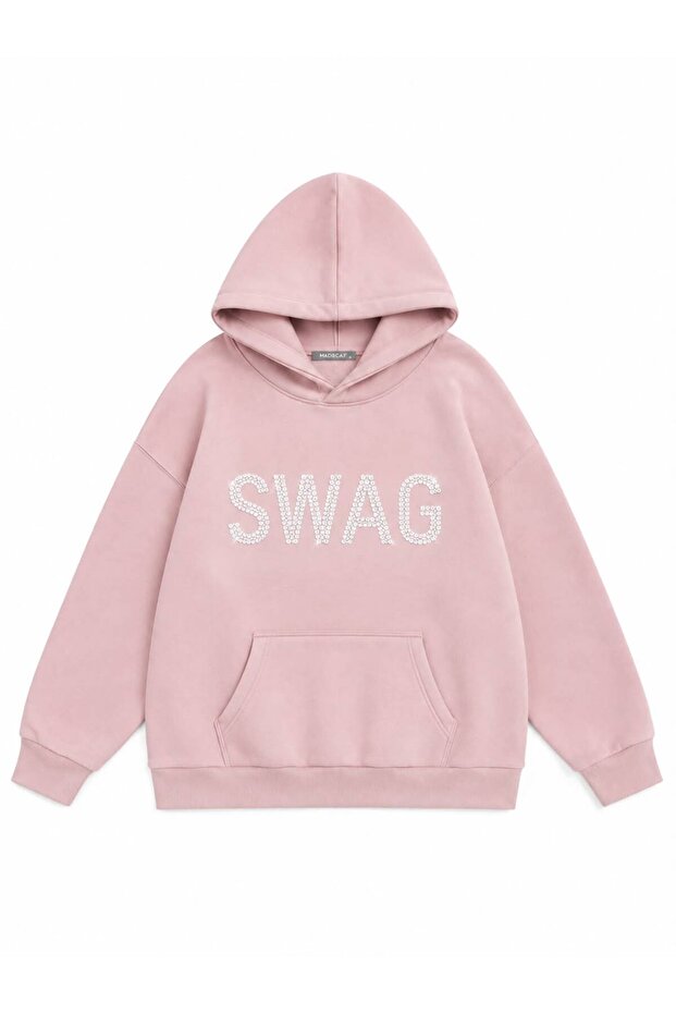 Women's Swag Stone Printed Hooded Oversize Sweatshirt