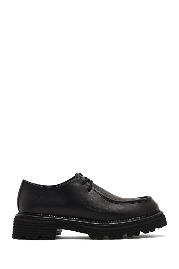 Women's Black Lace-Up Thick-Soled Masculine Shoes Wf190004Dv