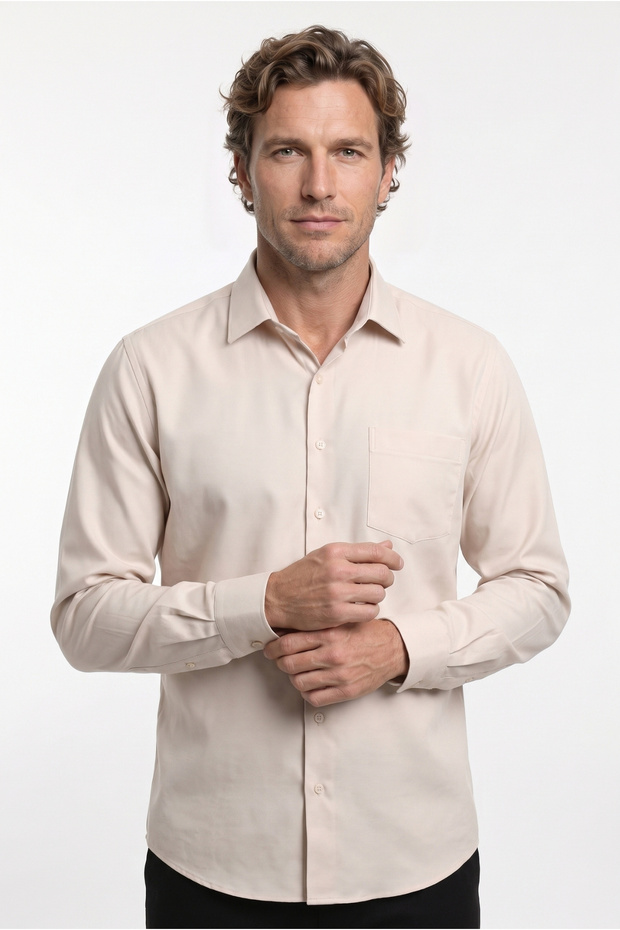 Long Sleeve Regular Fit Classic Collar Cotton Easy Iron Pocketed Oxford 4 Season Shirt