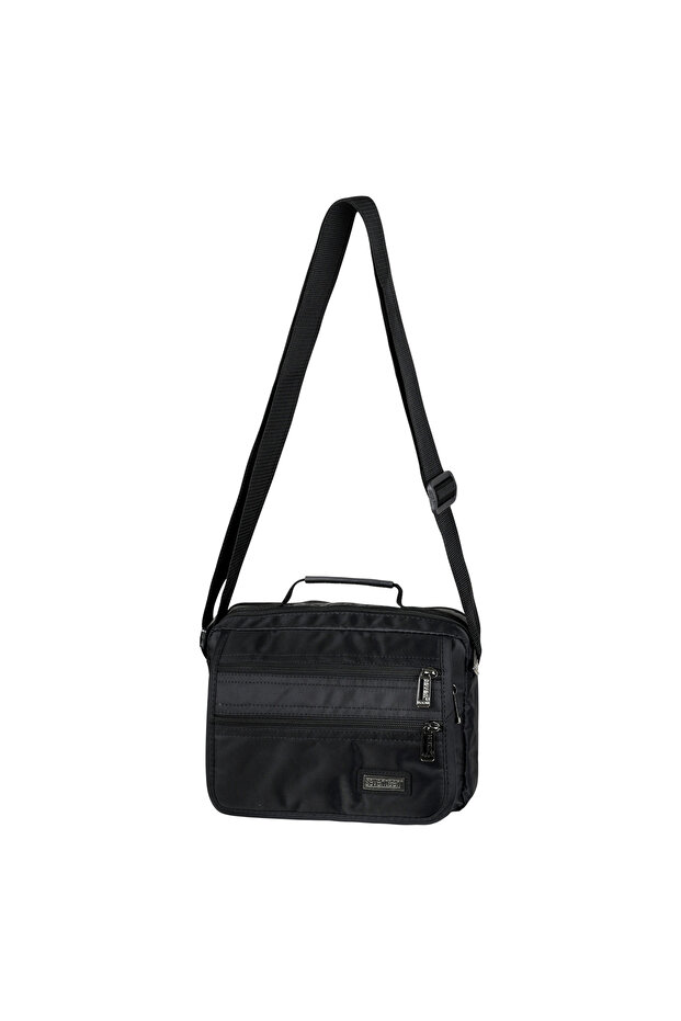 2247-Black Waterresistant Fabric Multi-Compartment Hand and Shoulder Bag Daily Briefcase