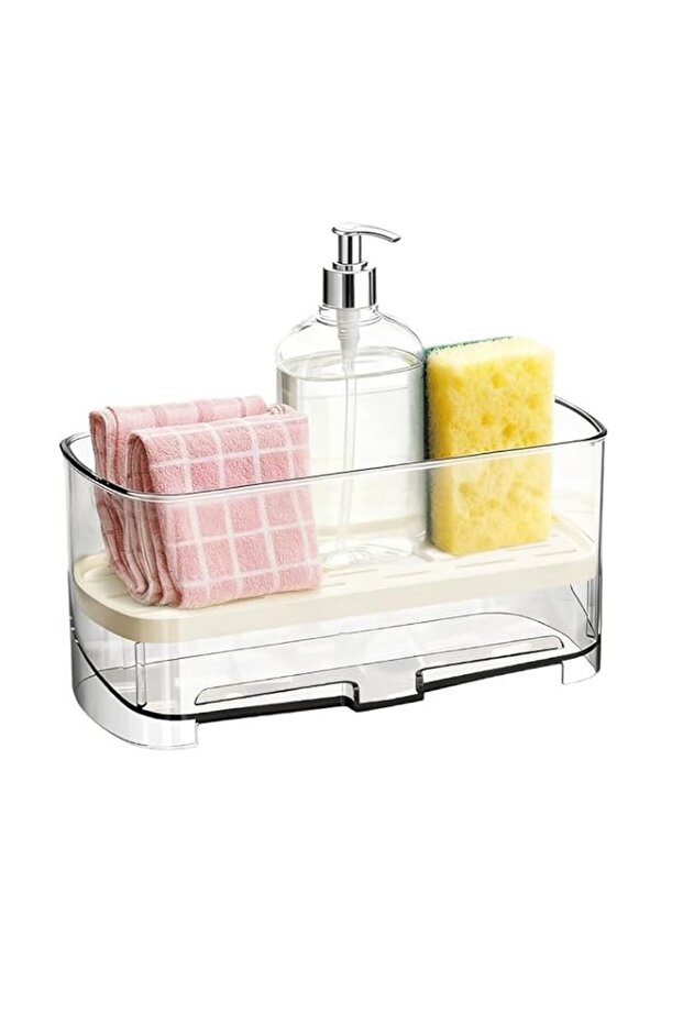 HASTHIP® Kitchen Sink Caddy Organizer, Detachable Dish Drying Rack, Compact Utensil Holder with Drain Tray, Space-Saving Sponge Holder for Countertop & Sink Area, Rustproof Stainless Steel,