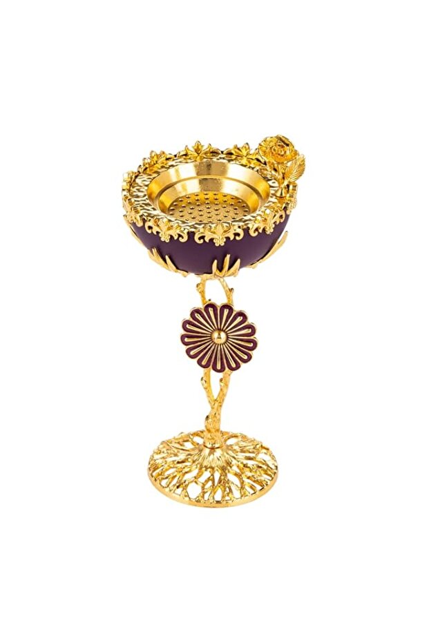 AKDC Incense Burner Violet/Gold 8Cm X 8Cm X 19Cm Violet, Gold
