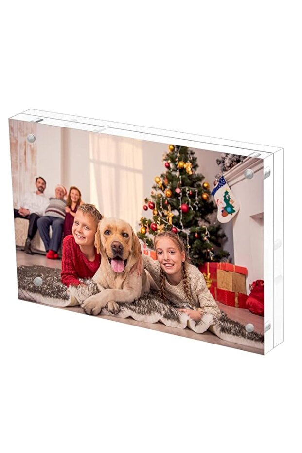 4x6 Acrylic Picture Frame, Photo Frame 20% Thicker Block,Clear Frameless Acrylic Frames Double Sided,Magnetic frames for Desktop Display